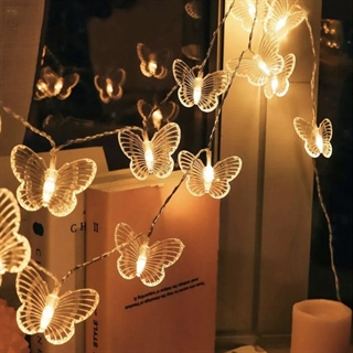 LED lyskæde med sommerfugle - 1,5 M eller 3 M
